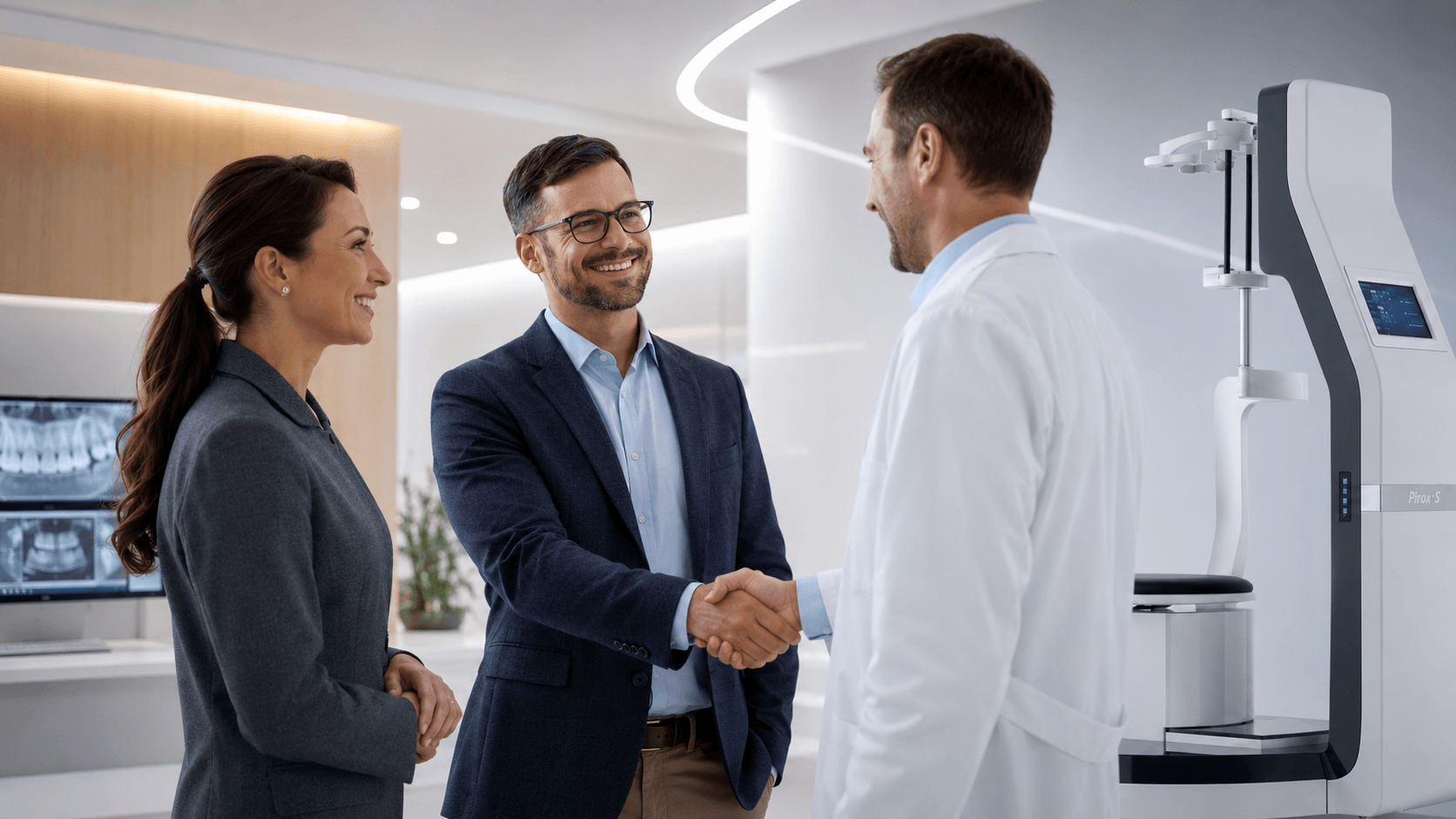 Yofo team meeting with a dental professional