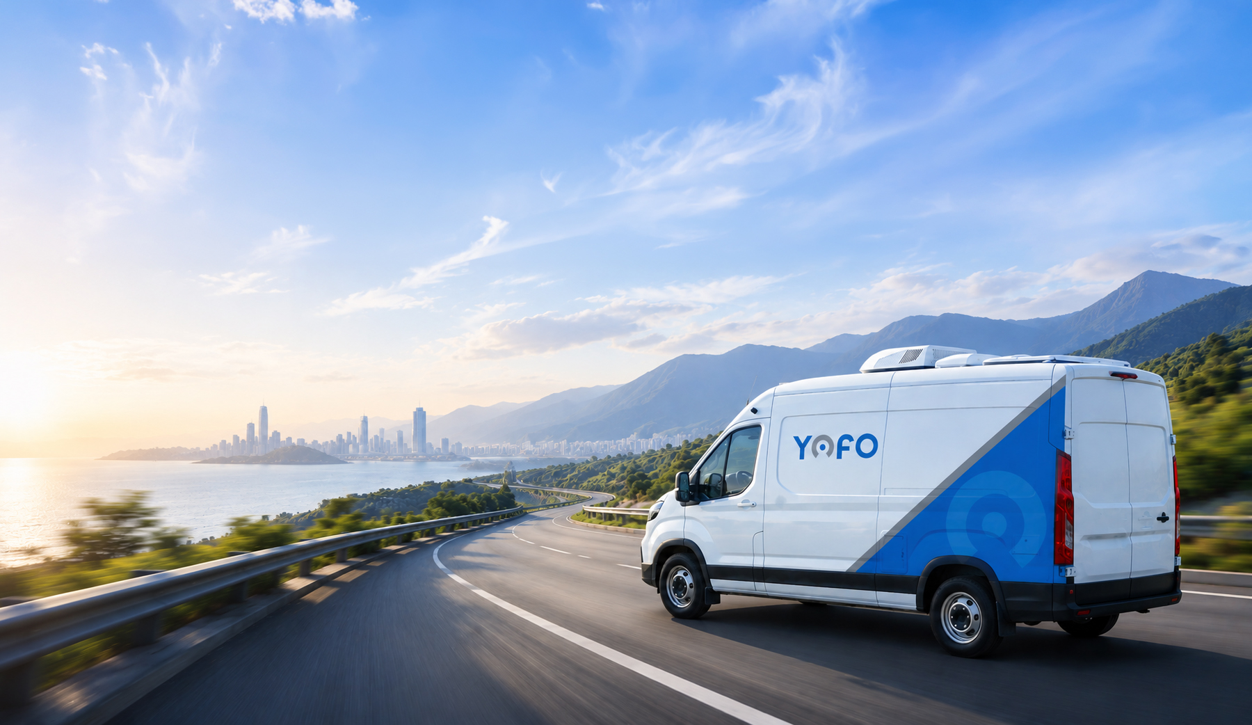 Yofo mobile dental imaging vehicle on the road